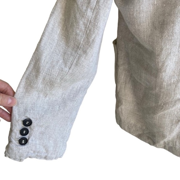 Zara Oversized Lagenlook Double Breasted Linen Blazer Jacket Oatmeal Size XS - Picture 11 of 16